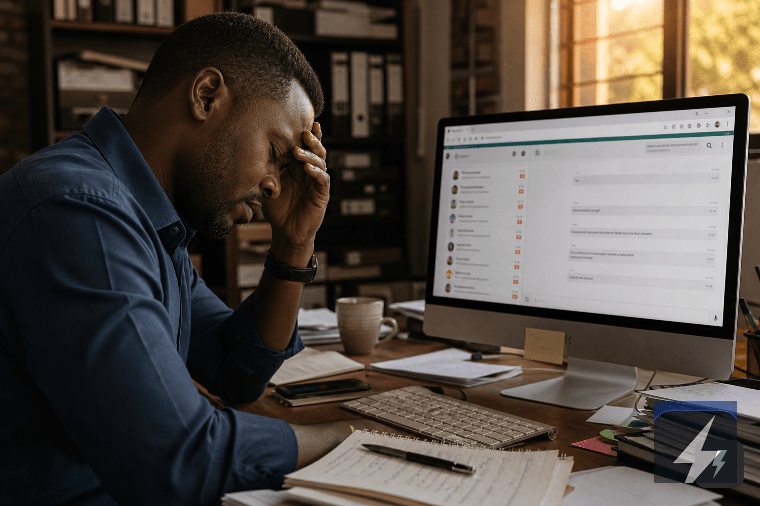 Business owner stressed by endless WhatsApp quote requests